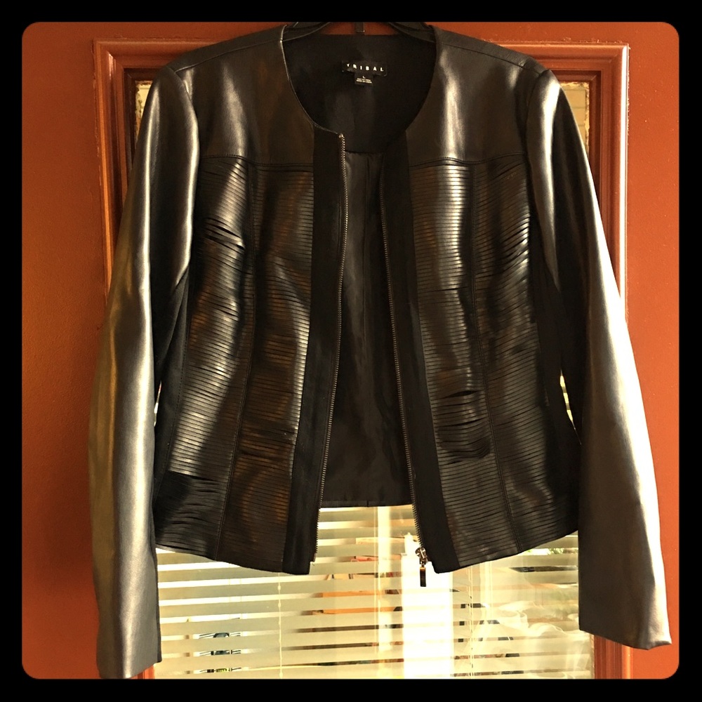 Tribal Brand Black FAUX Leather Jacket